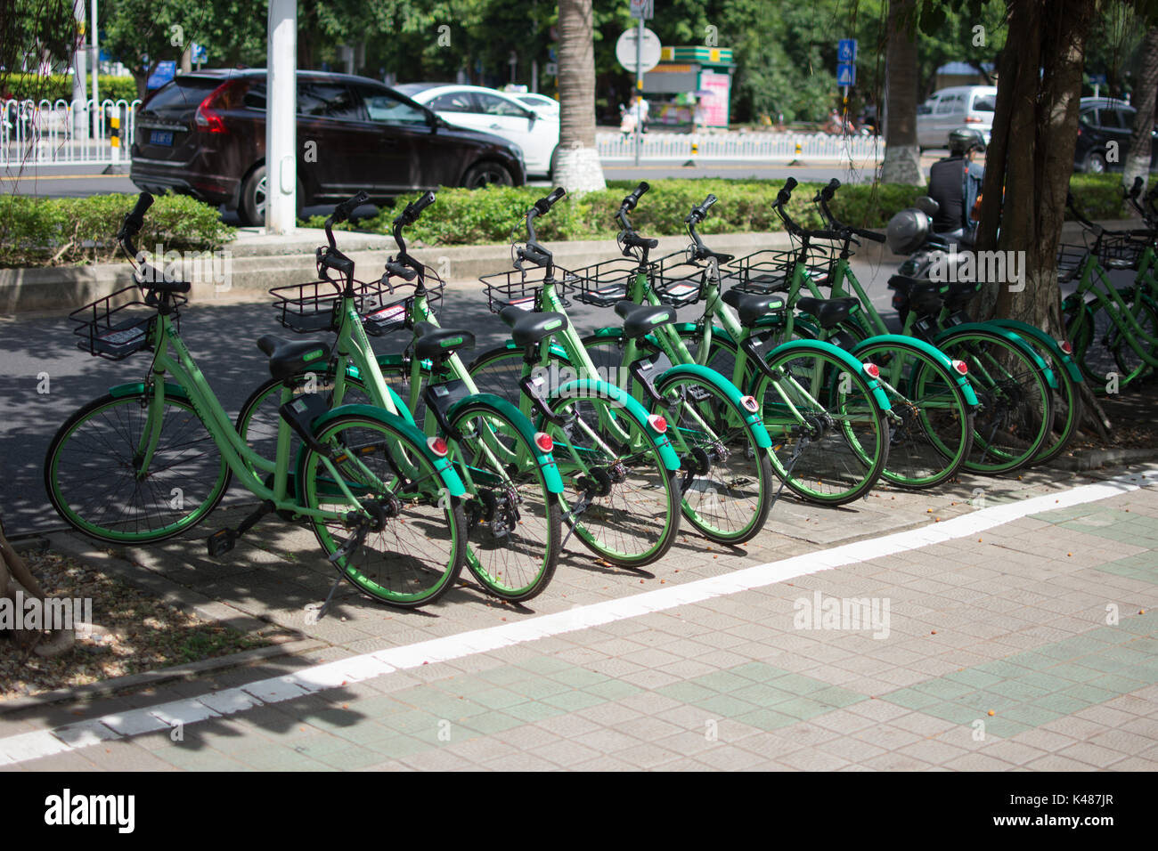 rental bikes in Haikou, china Stock Photo