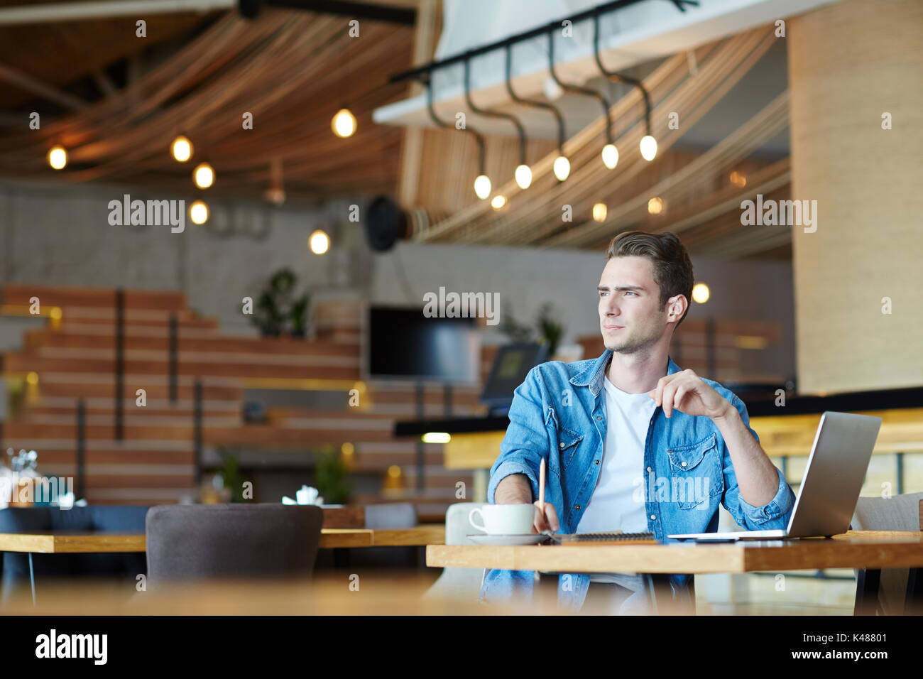 Guy in cafe Stock Photo