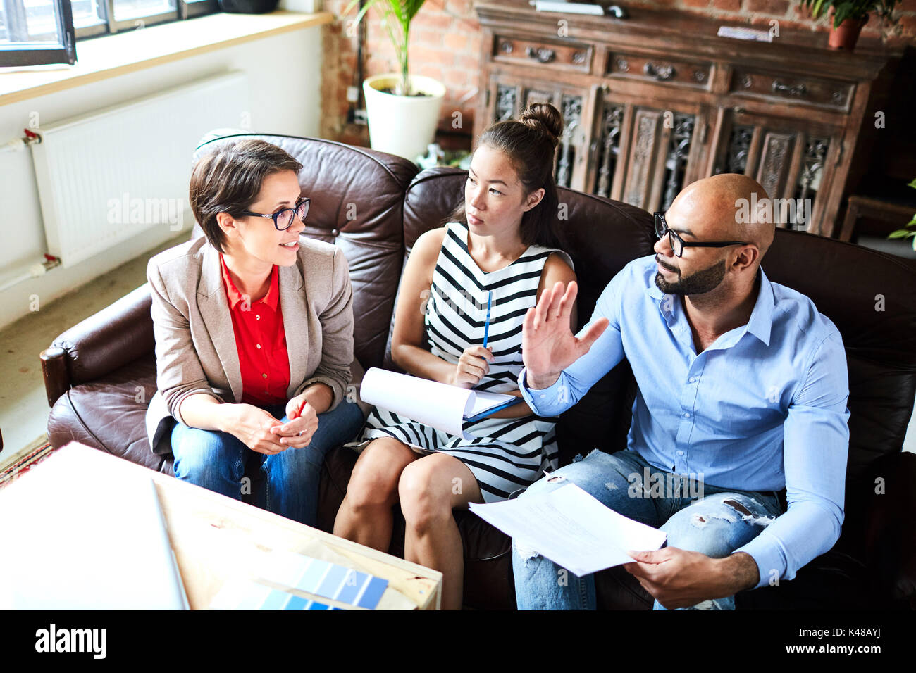 Working Meeting of Experienced Managers Stock Photo