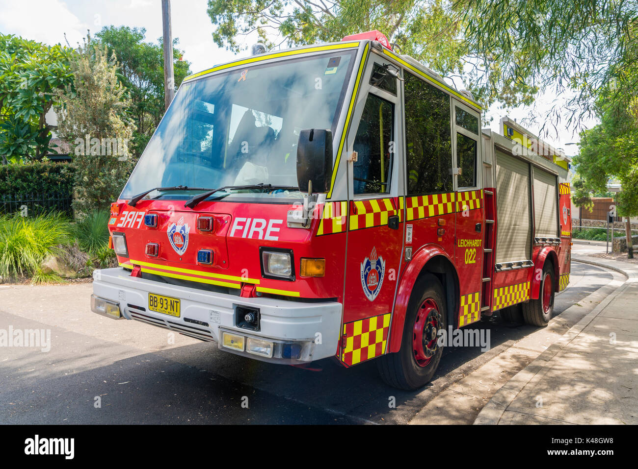 Sydney, Australia - May 11, 2017: Fire truck from the Fire and Rescue NSW, which is responsible for firefighting and rescue in New South Wales, Austra Stock Photo