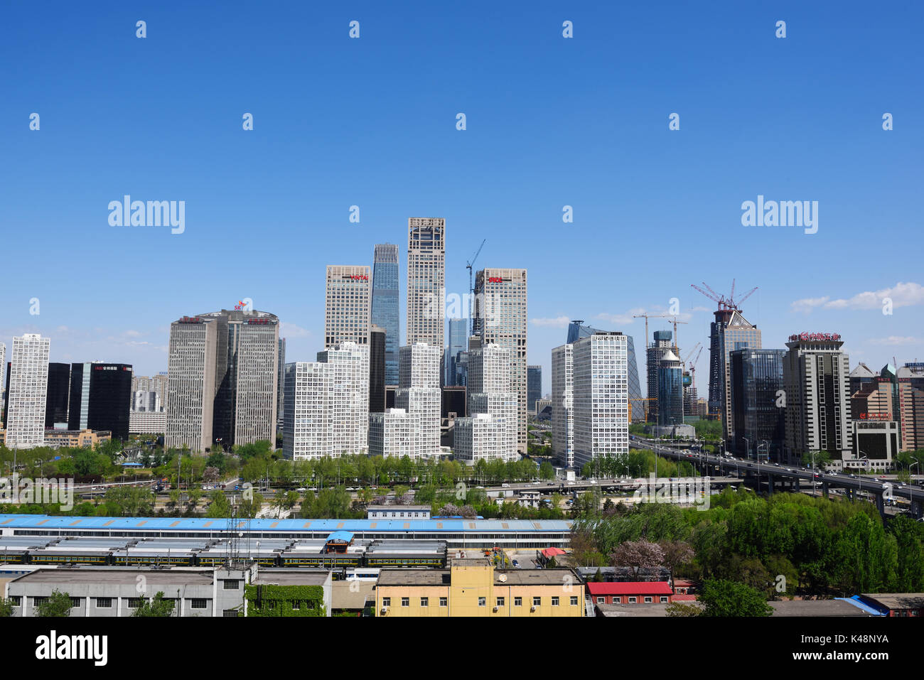 Beijing,China - Apr 17,2016:Beijing CBD building scenery at Jianwai SOHO,located in Chaoyang District,opposite the World Trade Center,the total constr Stock Photo