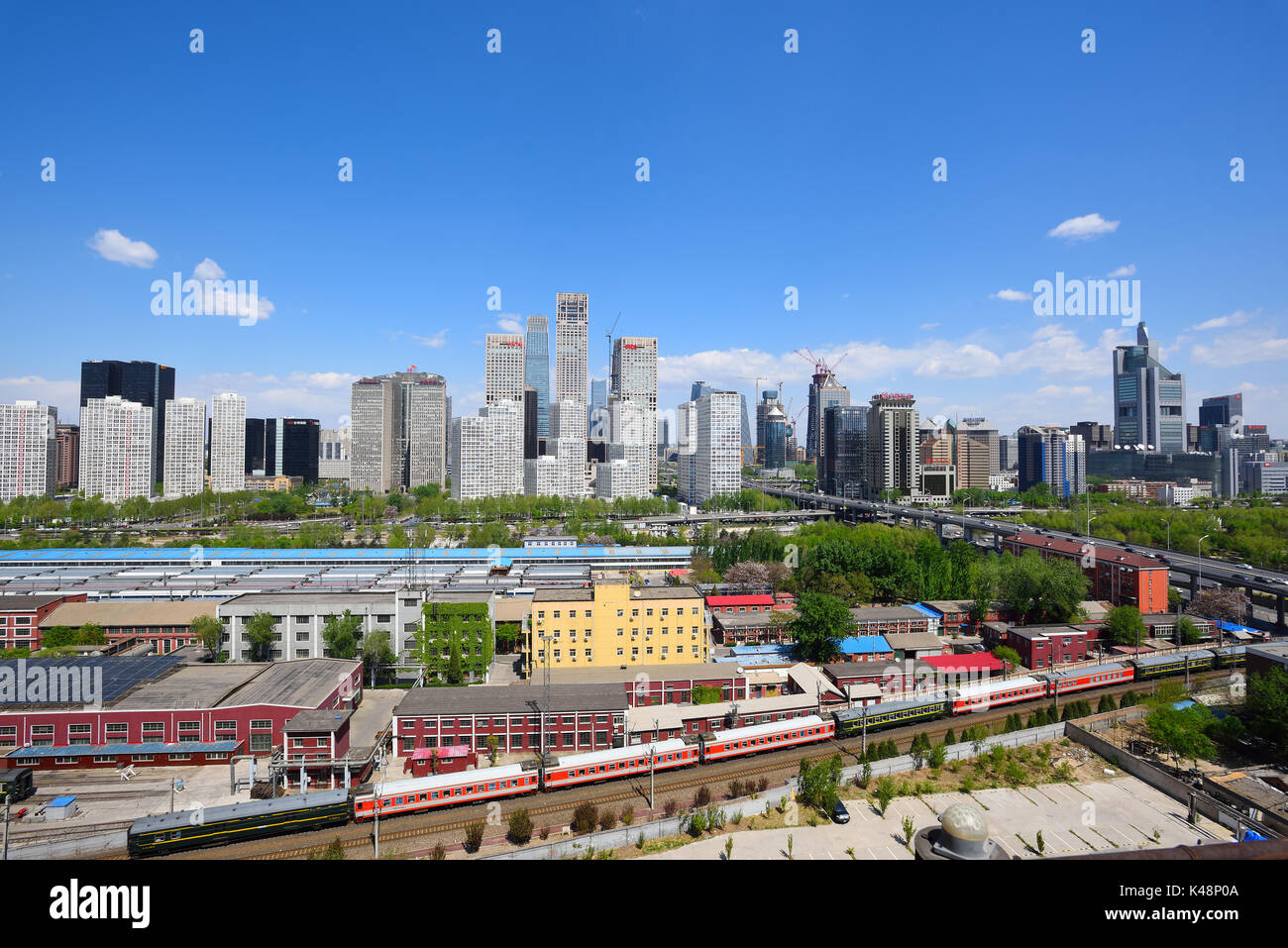 Beijing,China - Apr 17,2016:Beijing CBD building scenery at Jianwai SOHO,located in Chaoyang District,opposite the World Trade Center,the total constr Stock Photo