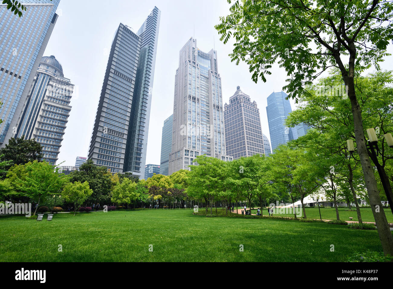 The central park in the Lujiazui CBD,Shanghai,China. Stock Photo