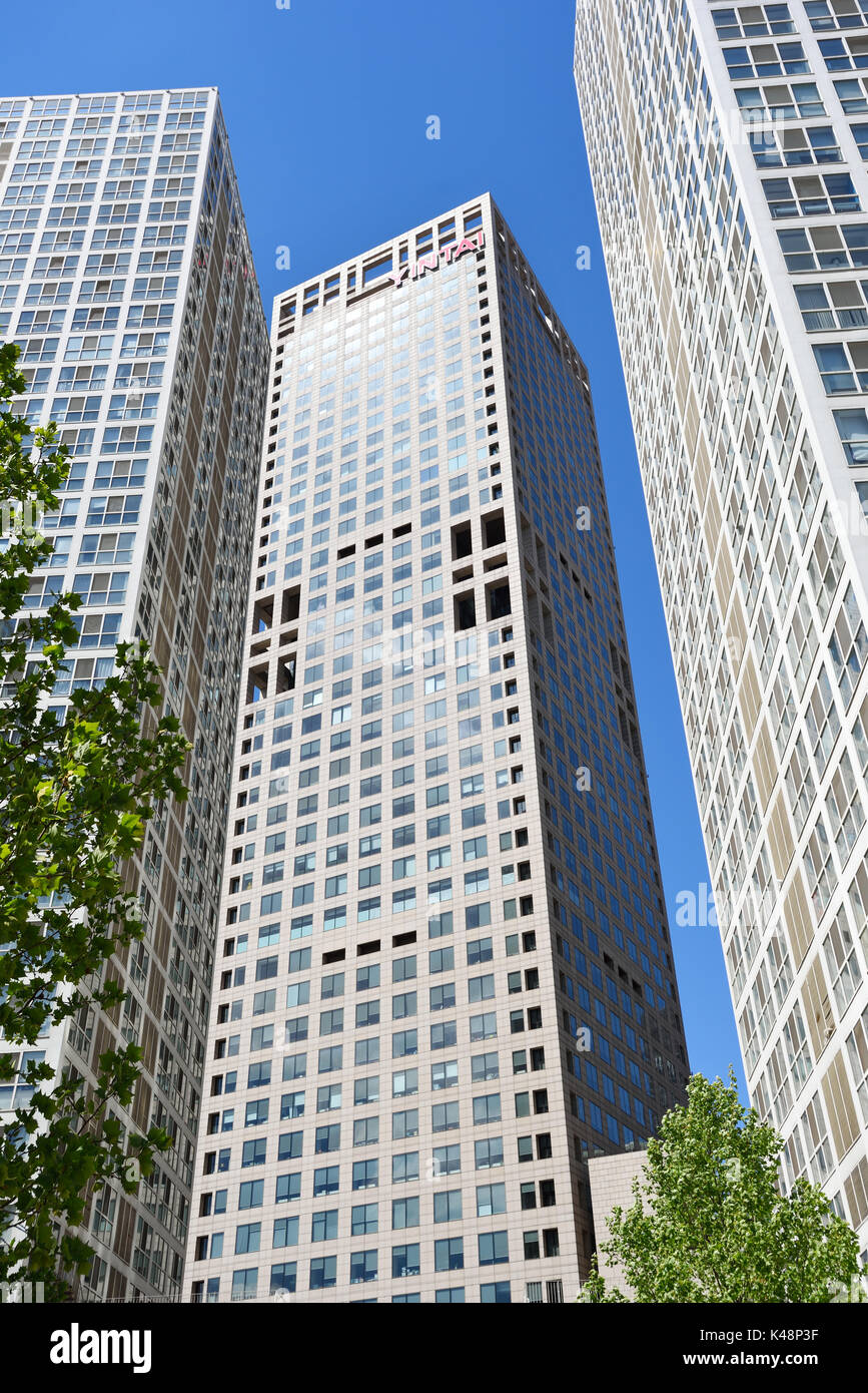 Beijing,China - Apr 17,2016:Beijing CBD building scenery at Jianwai SOHO,located in Chaoyang District,opposite the World Trade Center,the total constr Stock Photo