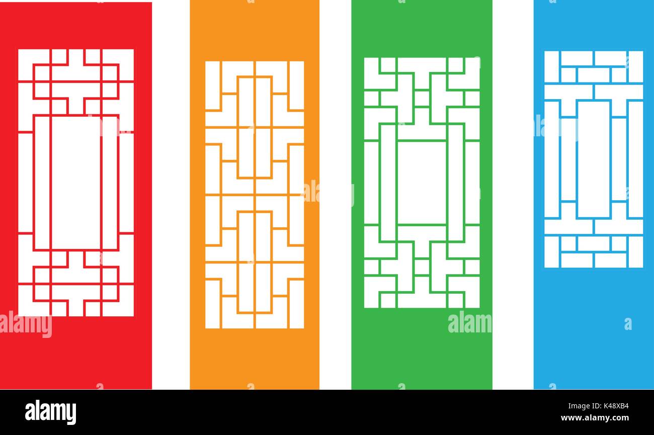Set of Korean door isolated on white, vector design Stock Vector Image
