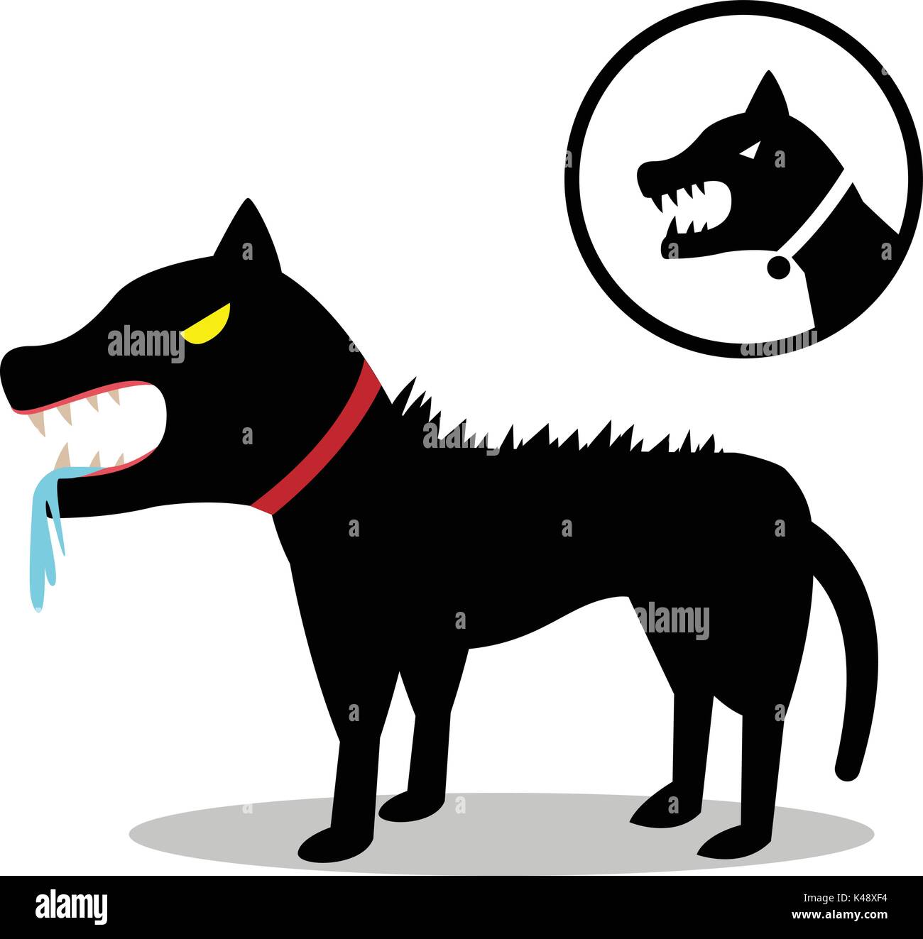 Rabid dog in flat style and icon, vector design Stock Vector