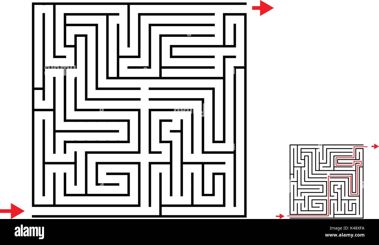 Maze and labyrinth game, vector design on white, vector Stock Vector