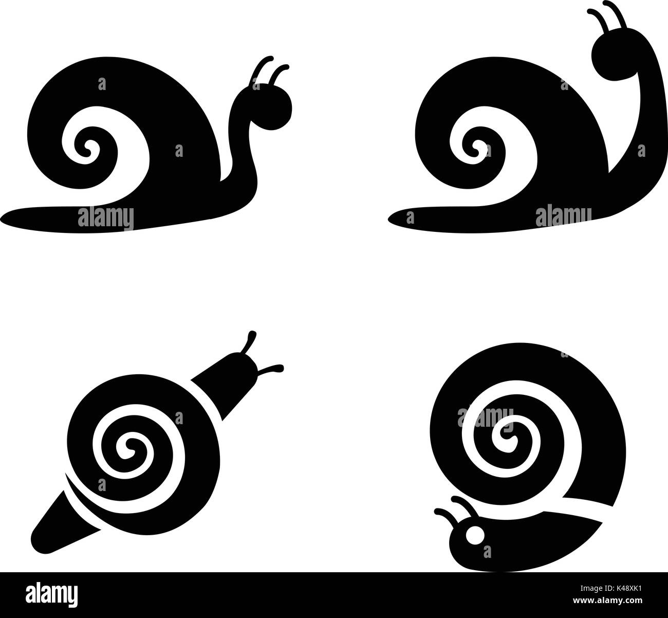 Set of snail icons in silhouette style, vector design Stock Vector ...