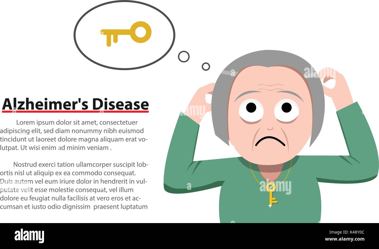 Alzheimer's Disease in old woman, vector design Stock Vector