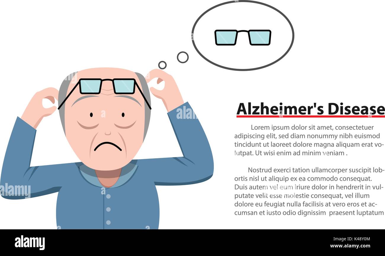 Alzheimer's Disease in old man, vector design Stock Vector