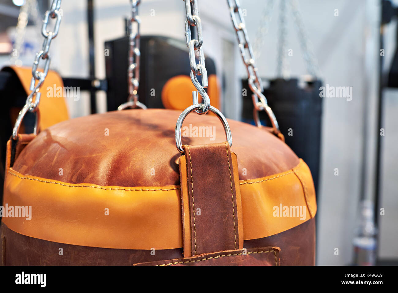 Leather Punching bag on chains Stock Photo Alamy