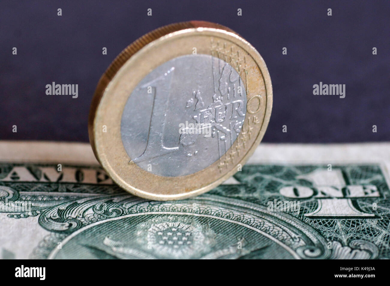 1 Euro And 1 Dollar Stock Photo - Alamy