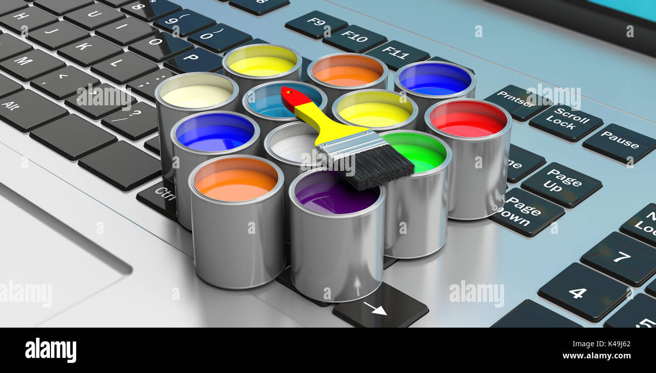 Brush laptop concept computer art hires stock photography and images