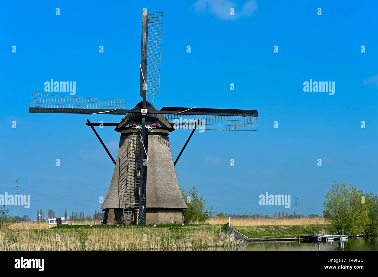 Dutch Windmill, Kinderdijk, Netherlands Stock Photo