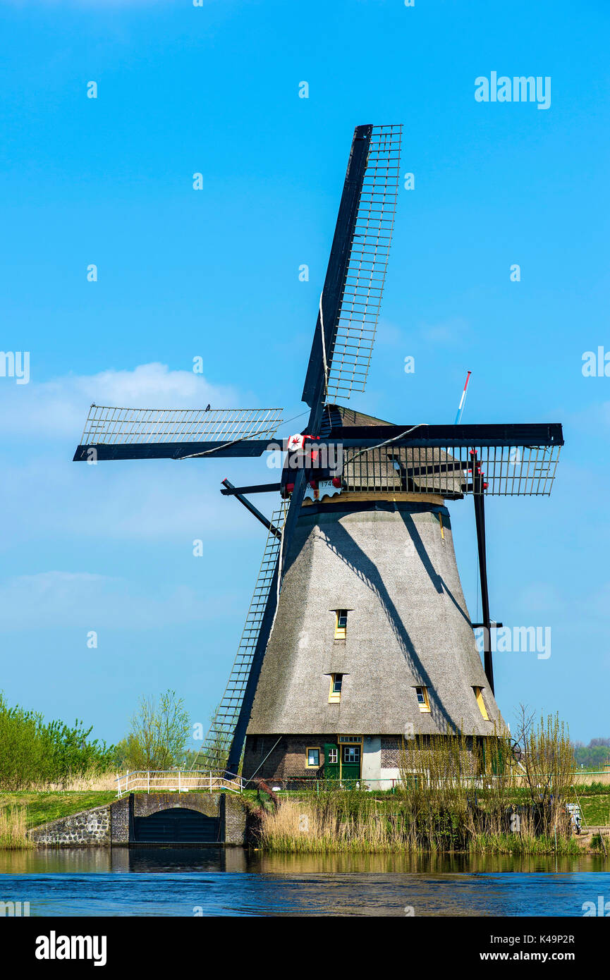Windmill At Kinderdijk, Netherlands Stock Photo