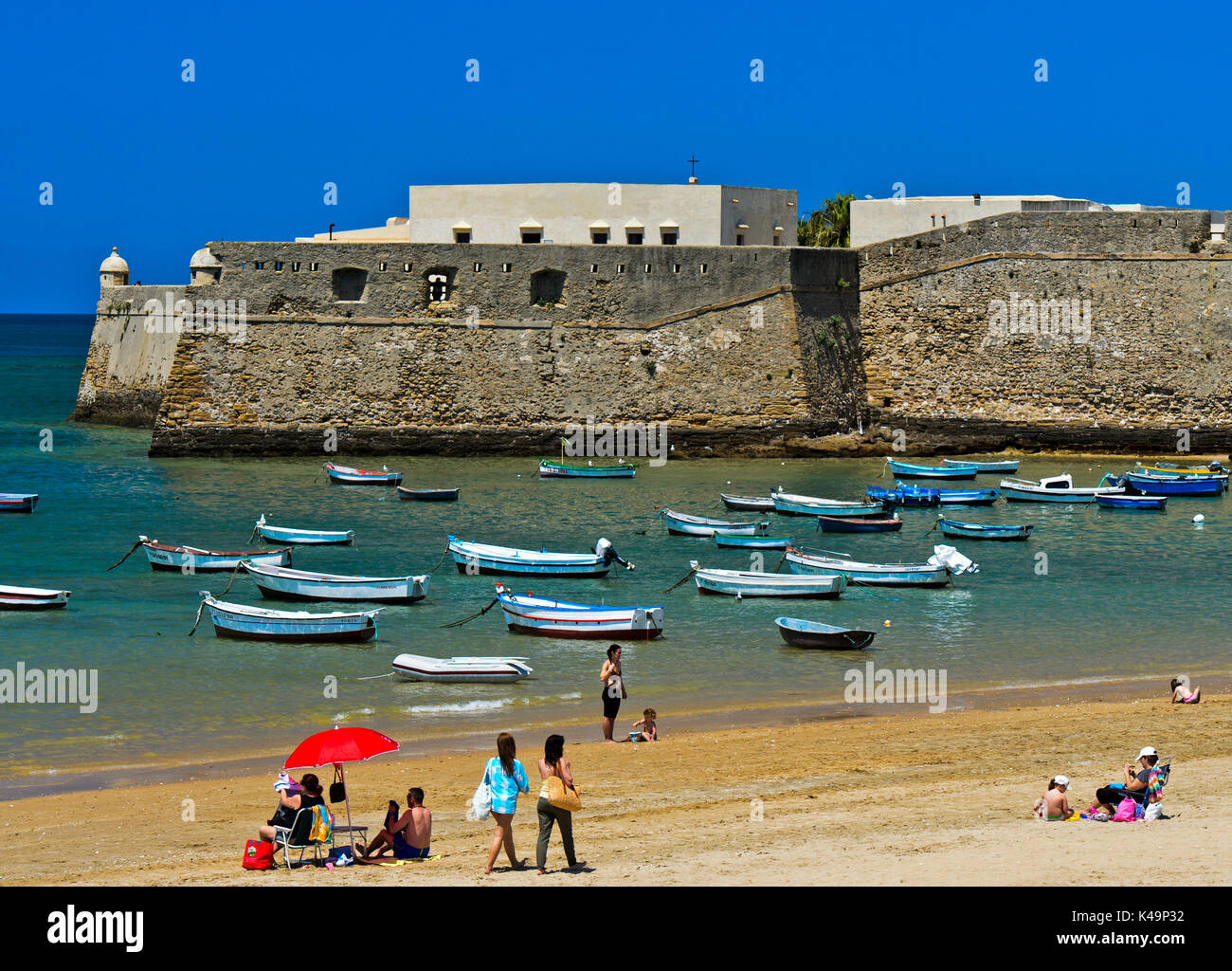 Castle Of Santa Catalina At The La Caleta Beach, Cadiz, Spain Stock Photo