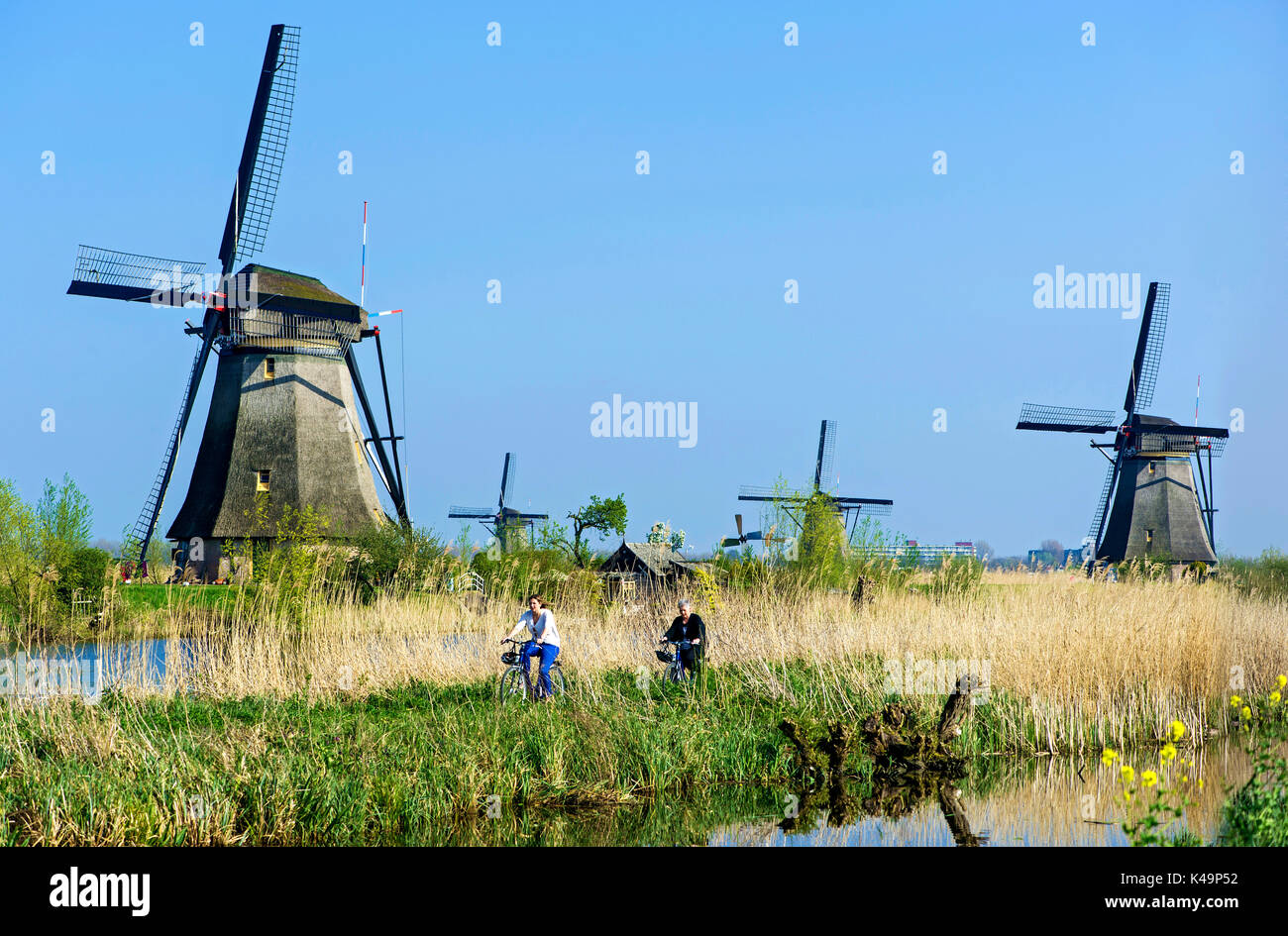 Windmills At Kinderdijk, Netherlands Stock Photo