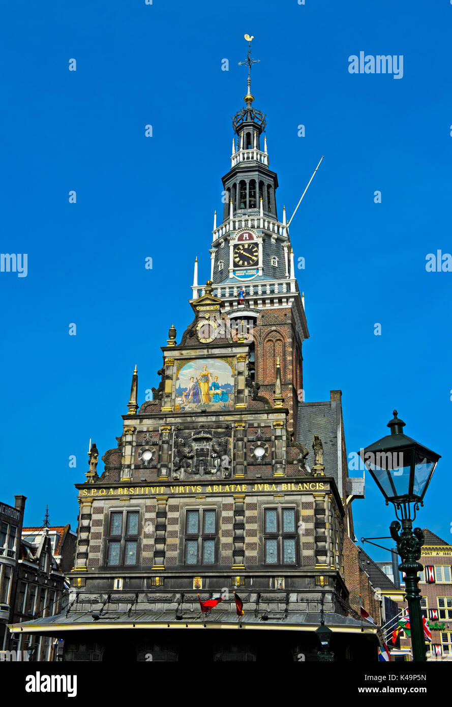 Tower Of The Weighing Building, Waaggebouw, Housing The Dutch Cheese Museum, Alkmaar Netherlands Stock Photo