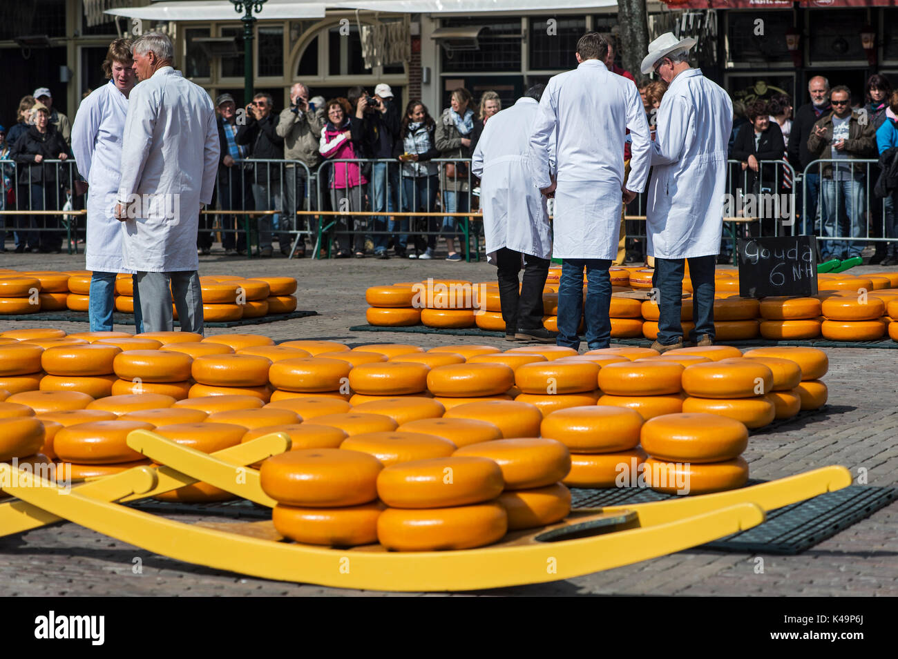 Cheese Merchants At The Cheese Market, Alkmaar, Netherlands Stock Photo