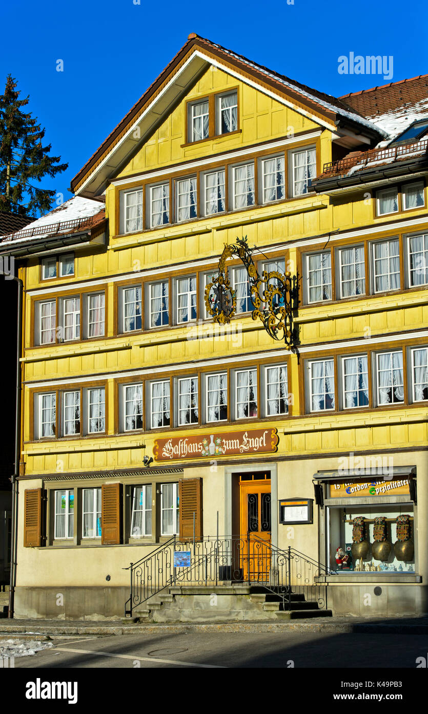 Inn Gasthaus Zum Engel, Building In The Appenzell Style, Urnäsch, Canton Appenzell Ausserrhoden, Switz Stock Photo