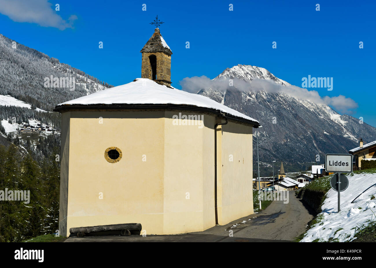 Listed Chapelle St Etienne, Liddes, Valais, Switzerland Stock Photo