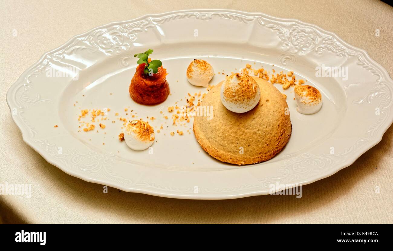 Fine Dining, Quince Tartare With Rosehip Chutney Sweet Stock Photo