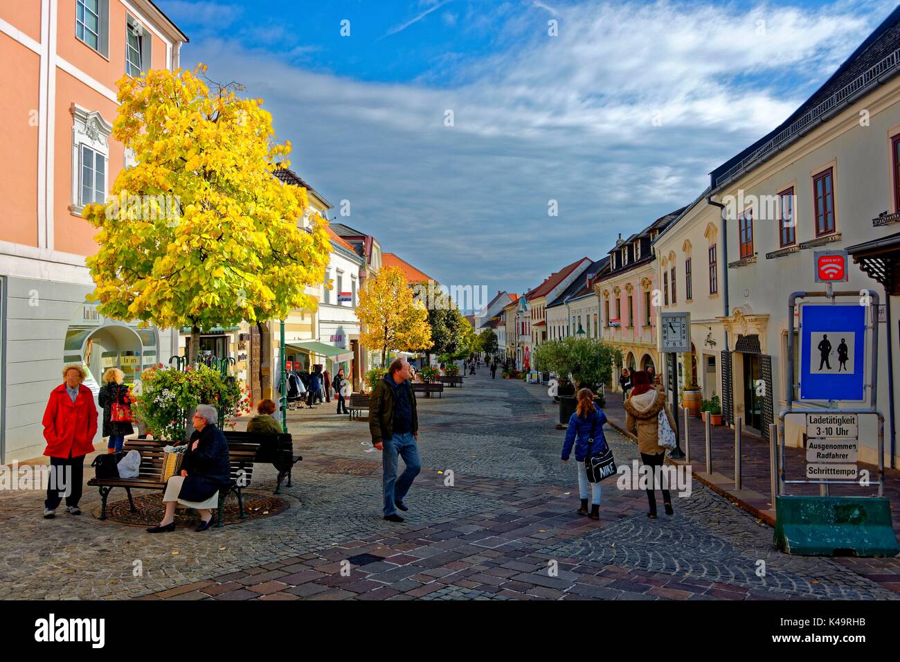 Pedestrian Zone And Main Street In Eisenstadt Stock Photo
