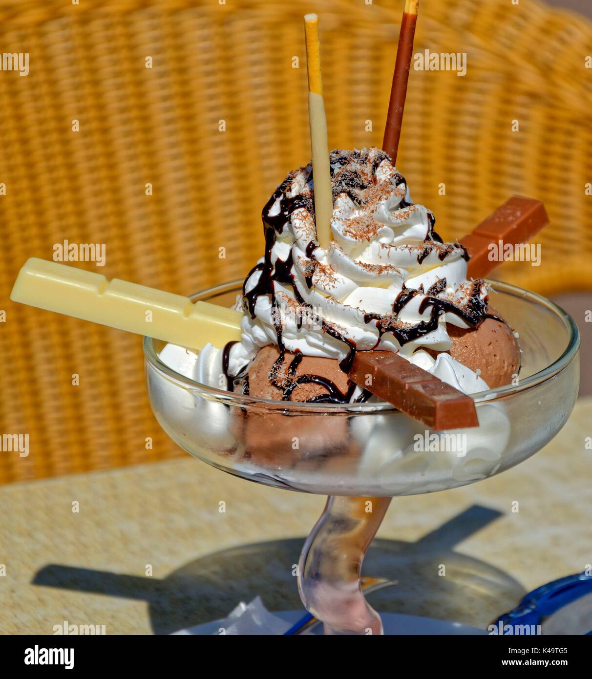 Mixed Sundae Mixed Sundae With White And Brown Chocolate Bars And Cream Stock Photo ...