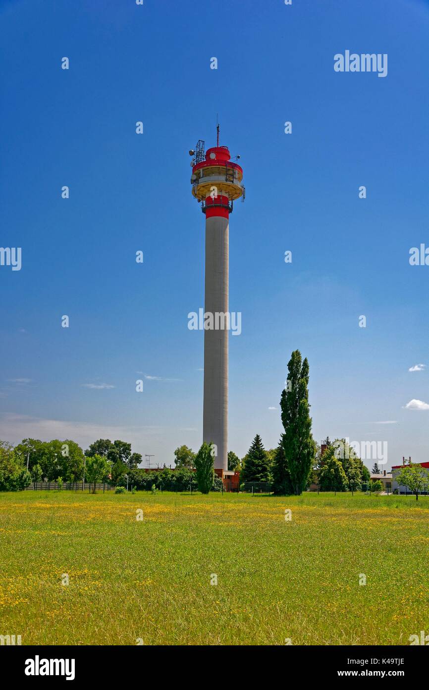 Funkturm, Aerial Tower Stands On Flower Meadow Stock Photo