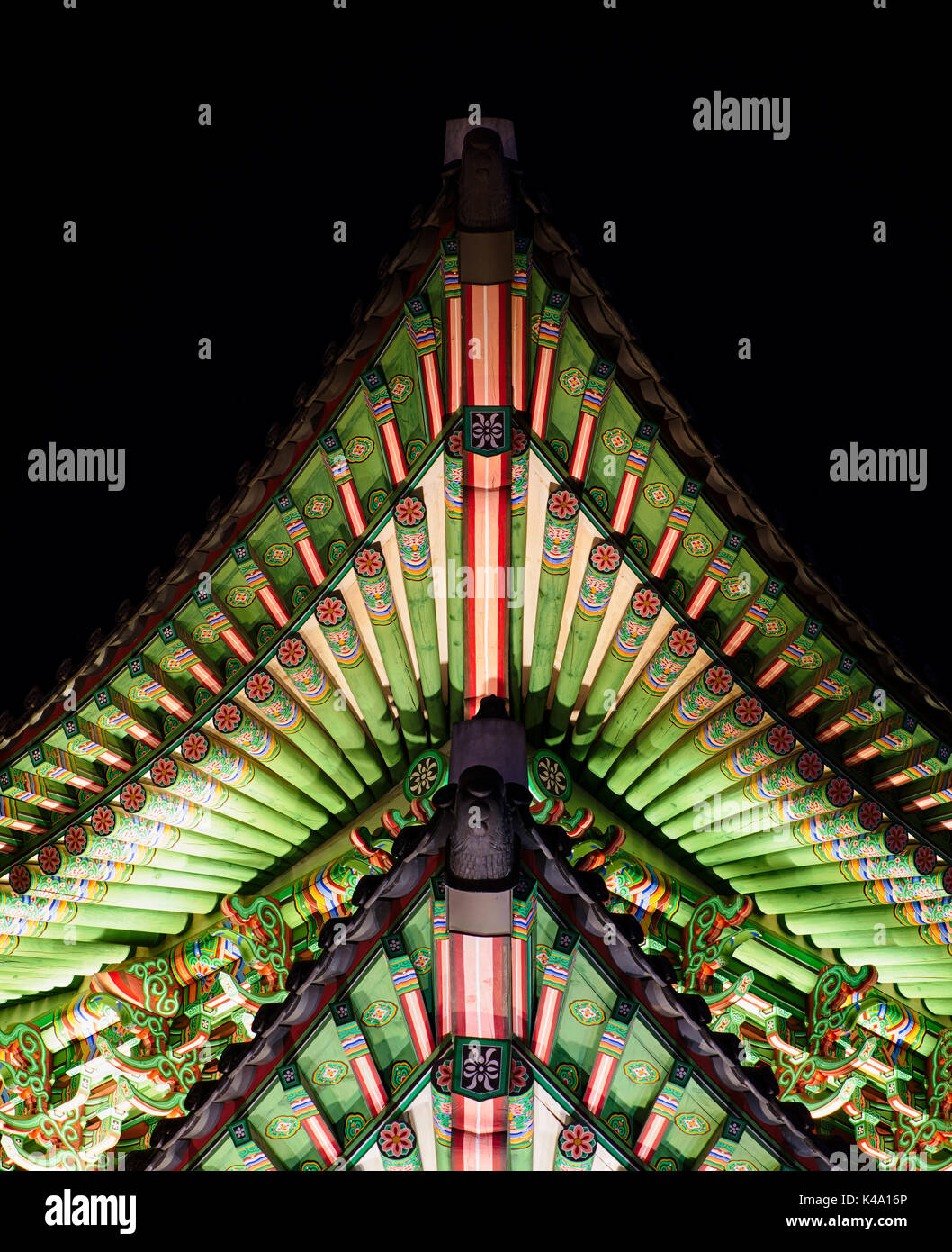 Deatails of curved roof of Gwanghwamun gate, the main gate of