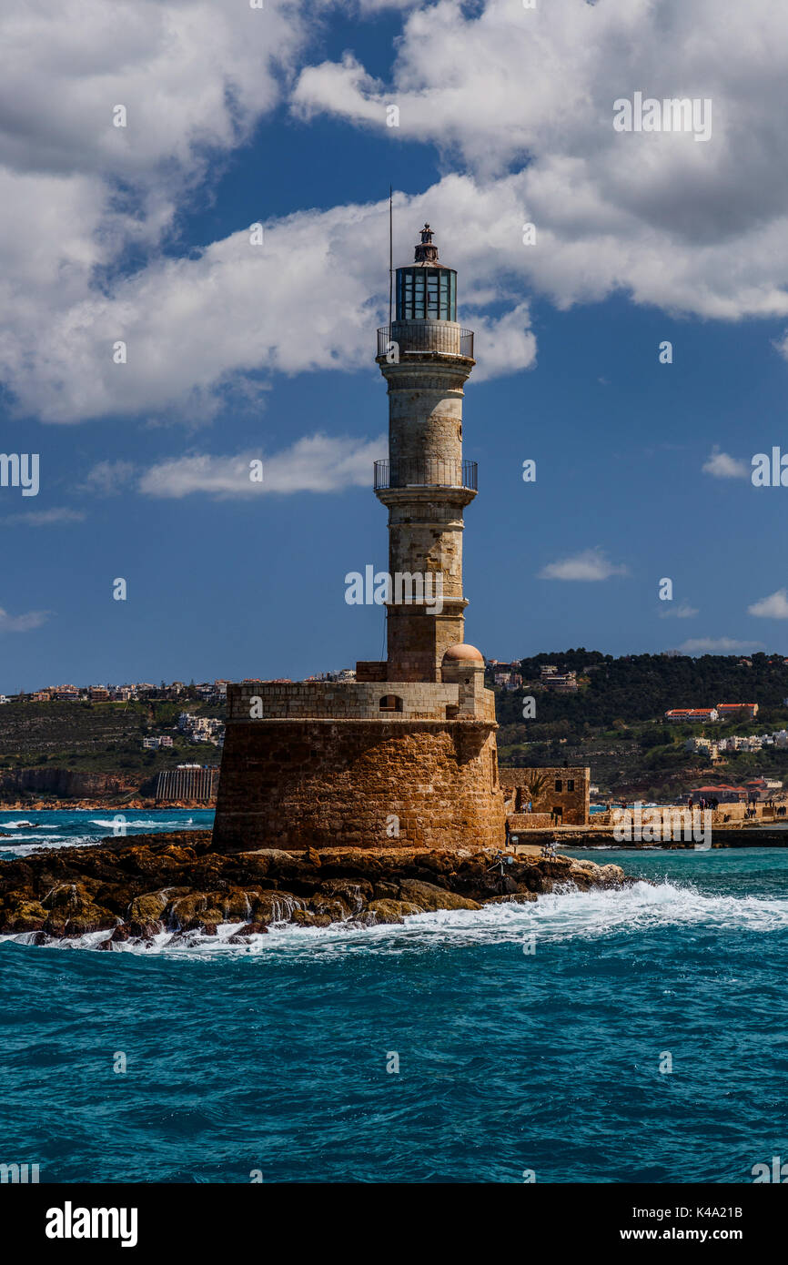 Chania Lighthouse Crete Greece Stock Photo