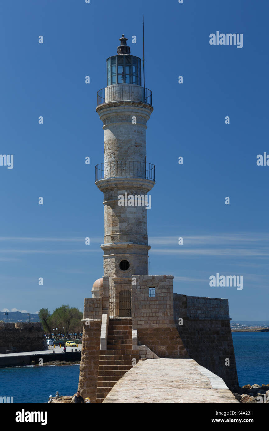 Chania Lighthouse Crete Greece Stock Photo