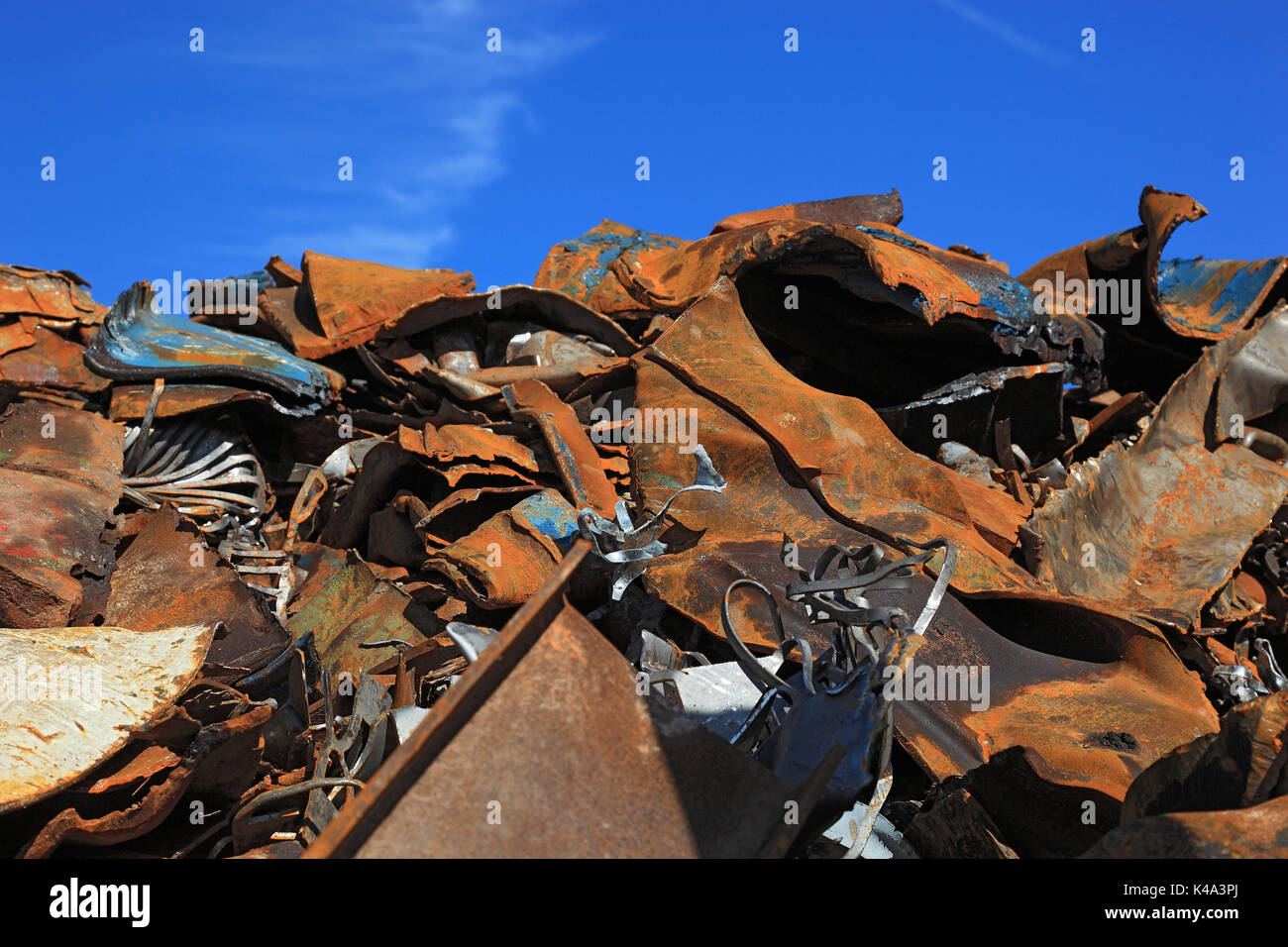 Scrap yard, metal rubbish stock in a recycling company, Schrottplatz