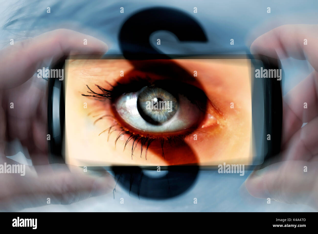 Womans Eye And Paragraph Sign In A Cellphone, Gawker Stock Photo