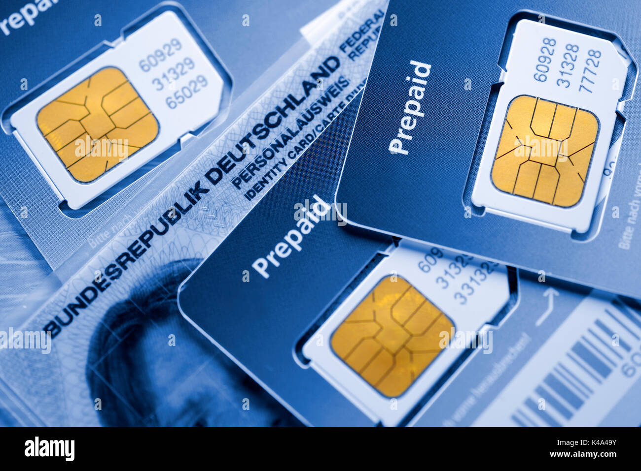 Prepaid Cards And German Identity Card Stock Photo