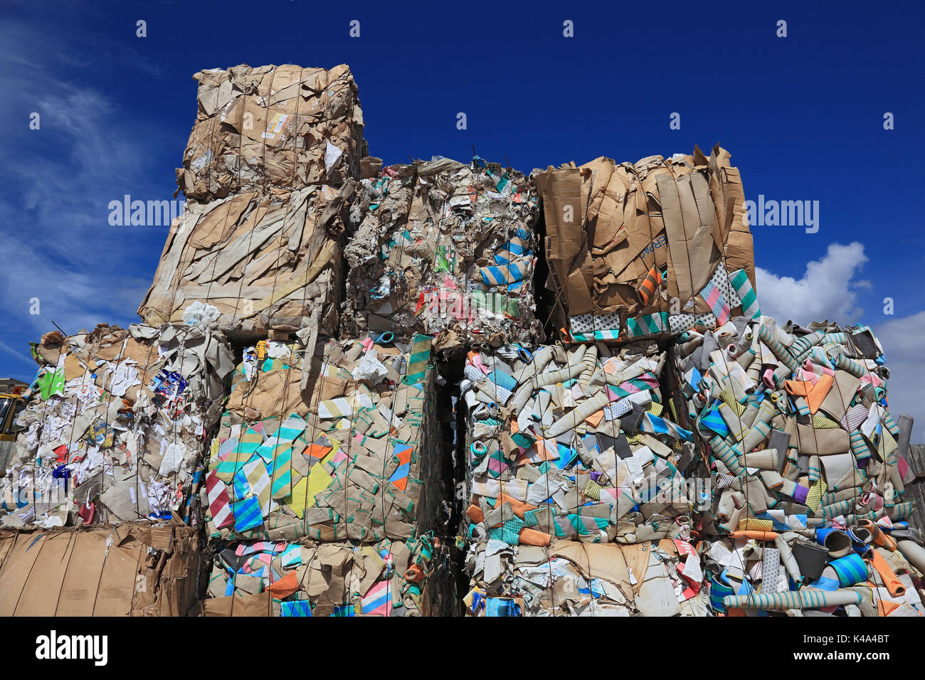 Waste paper bales in a recycling company, Altpapierballen in einem Recyclingbetrieb Stock Photo