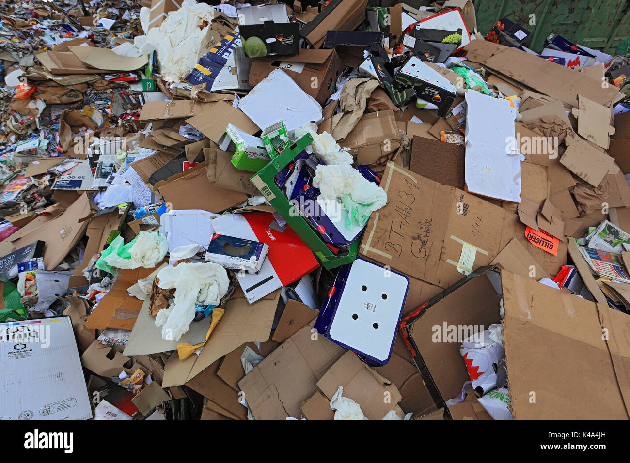 Waste paper for the recycling in a recycling company, Altpapier fuer das Recycling in einem Recyclingbetrieb Stock Photo