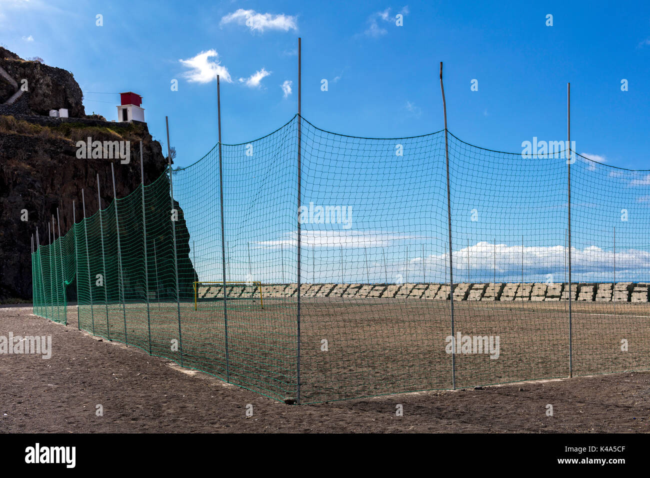 Football Field On The Beach Of Madeira Stock Photo