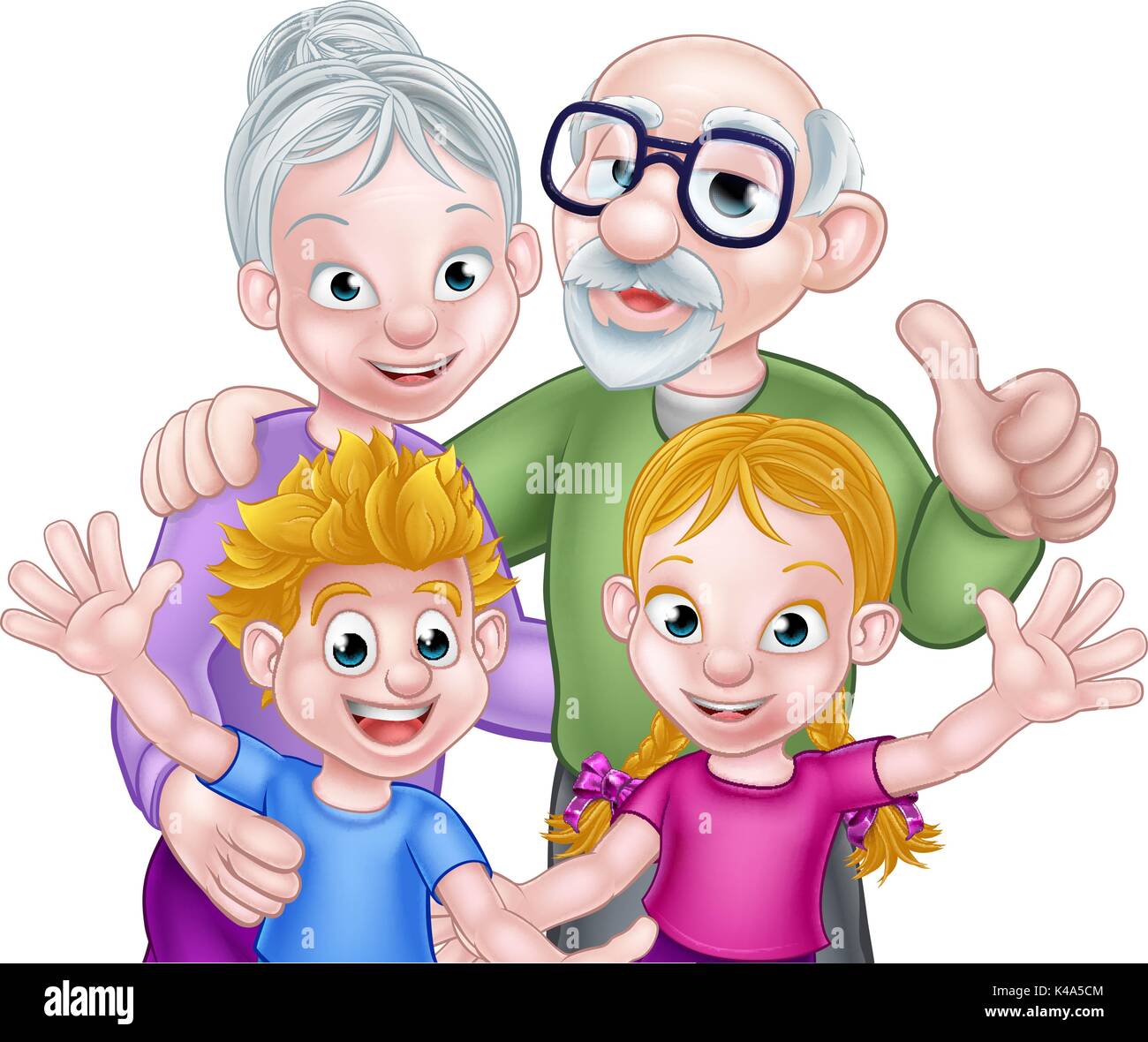Cartoon Kids and Grandparents Stock Vector