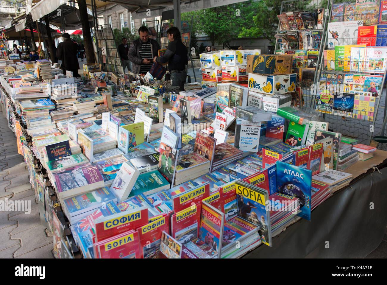 Open air bookseller in central Sofia. Stock Photo