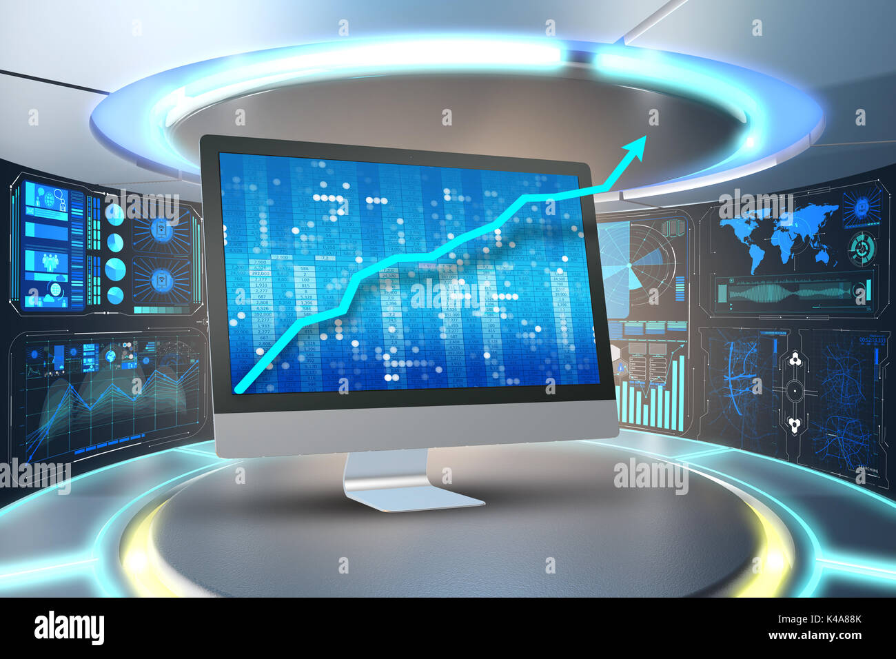 Illustration with business charts - 3d rendering Stock Photo - Alamy