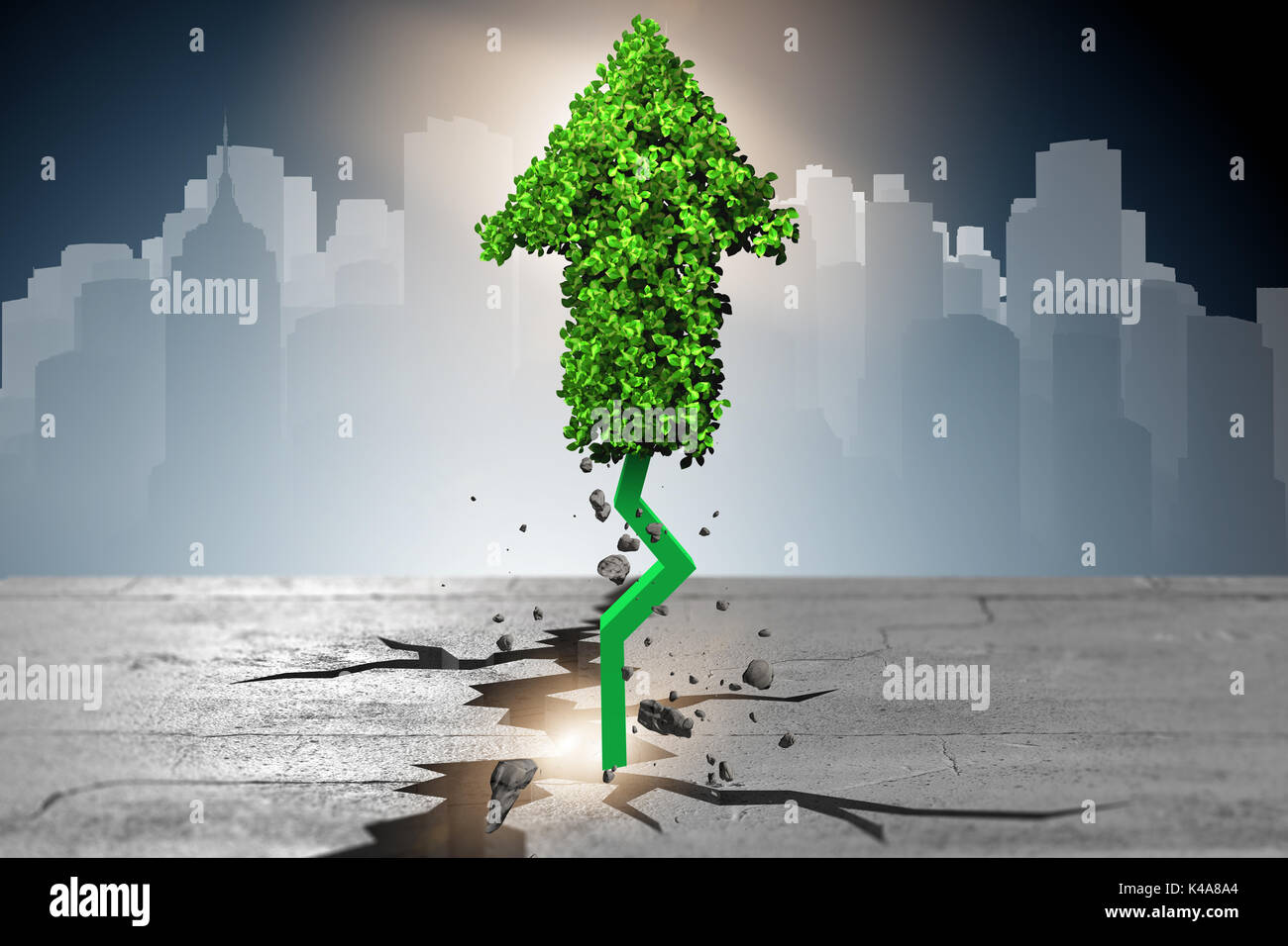 Green arrow pointing upwards - 3d rendering Stock Photo - Alamy
