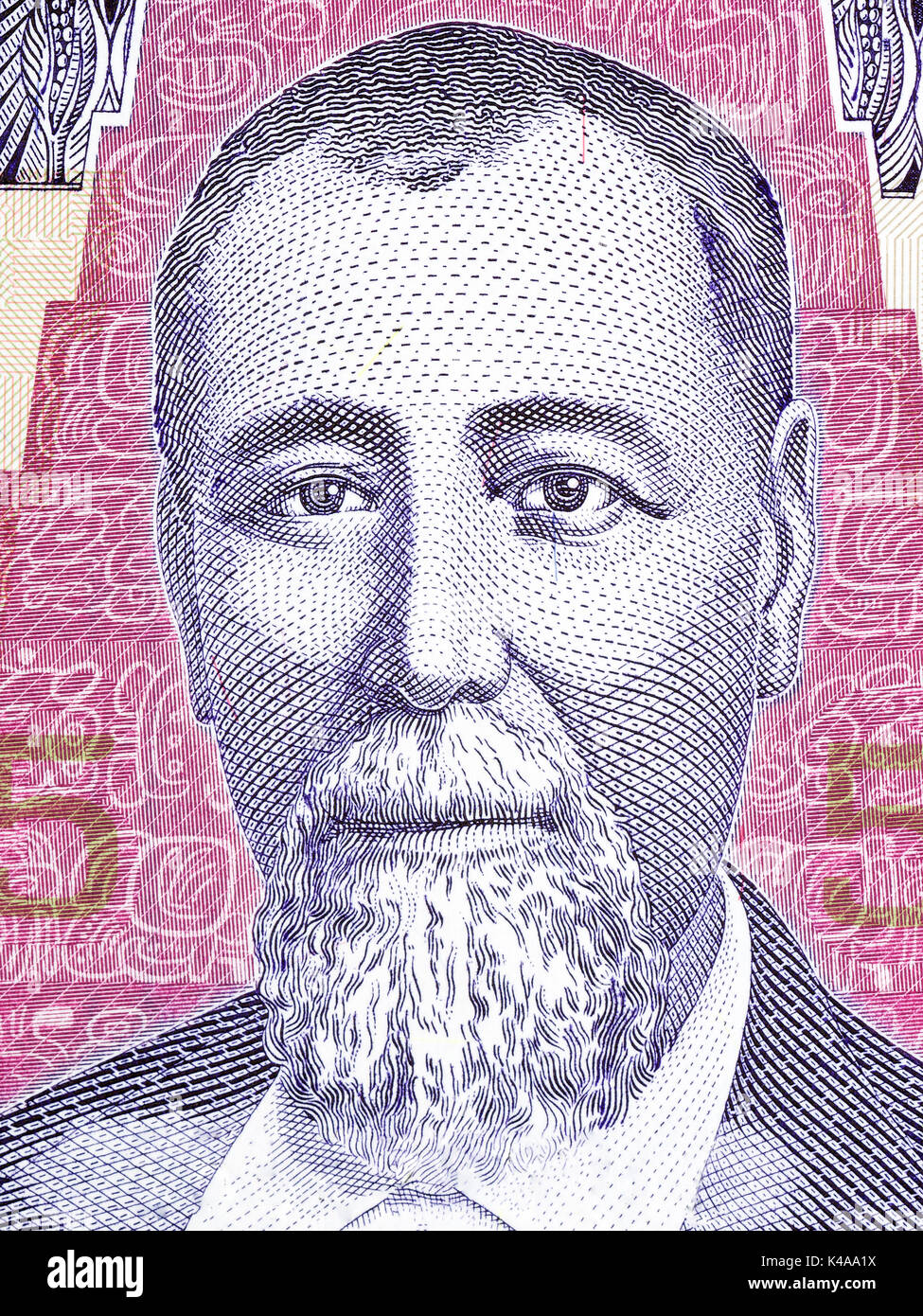 Justo Rufino Barrios portrait from Guatemalan money Stock Photo
