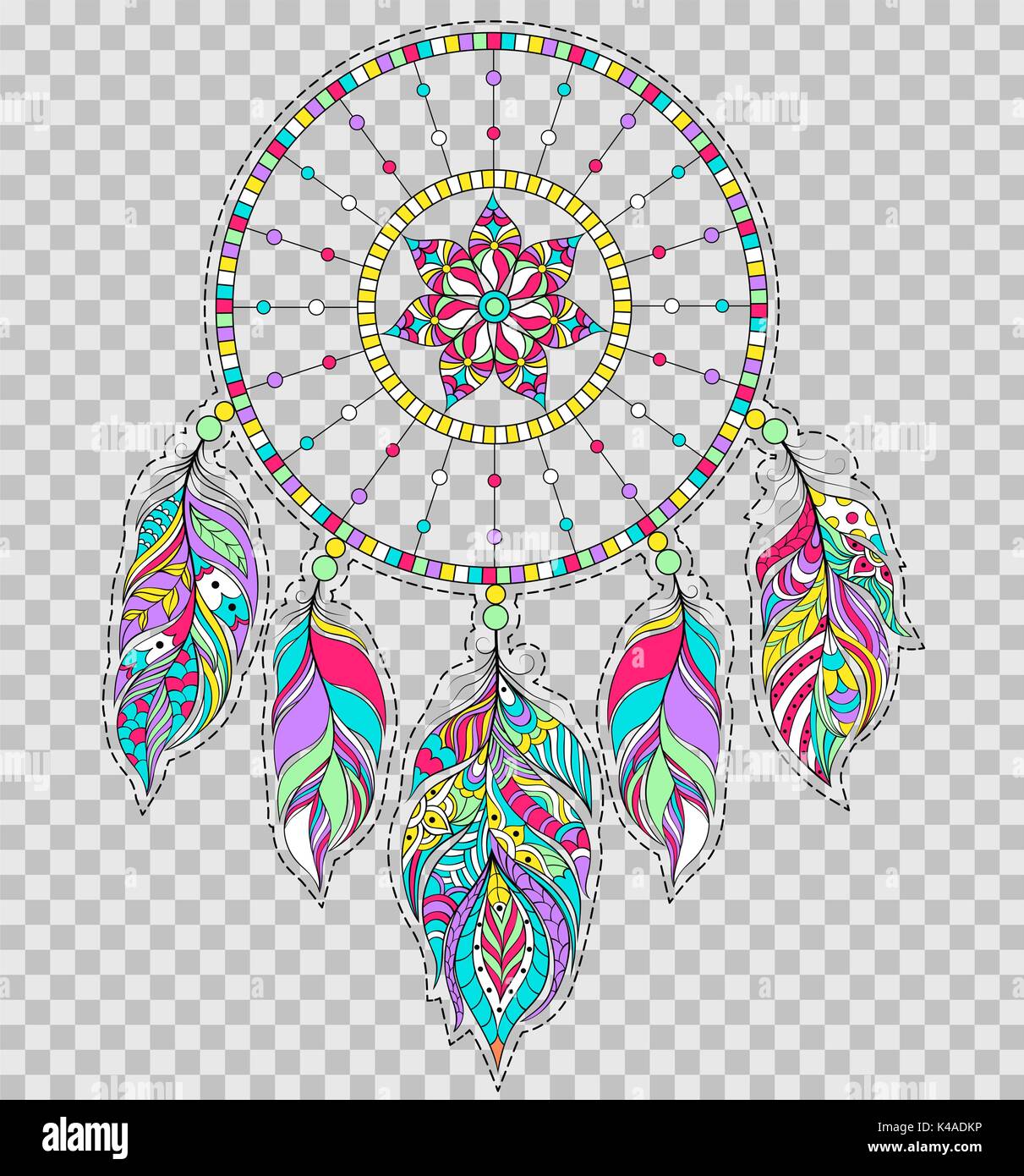dreamcatcher on transparent background. Stock Vector