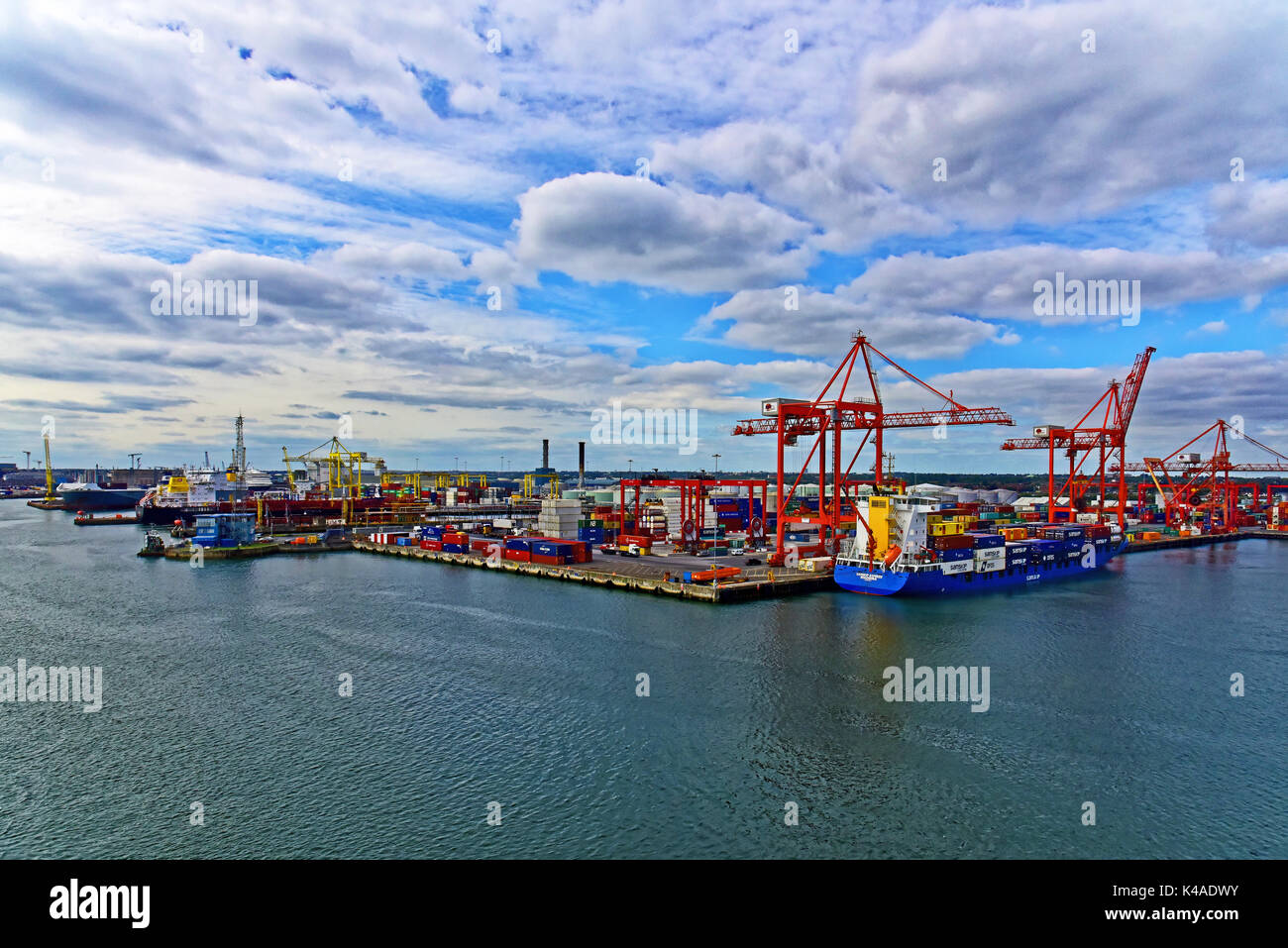 Dublin Ireland Docks and harbour area on the river Liffey towards the city Stock Photo