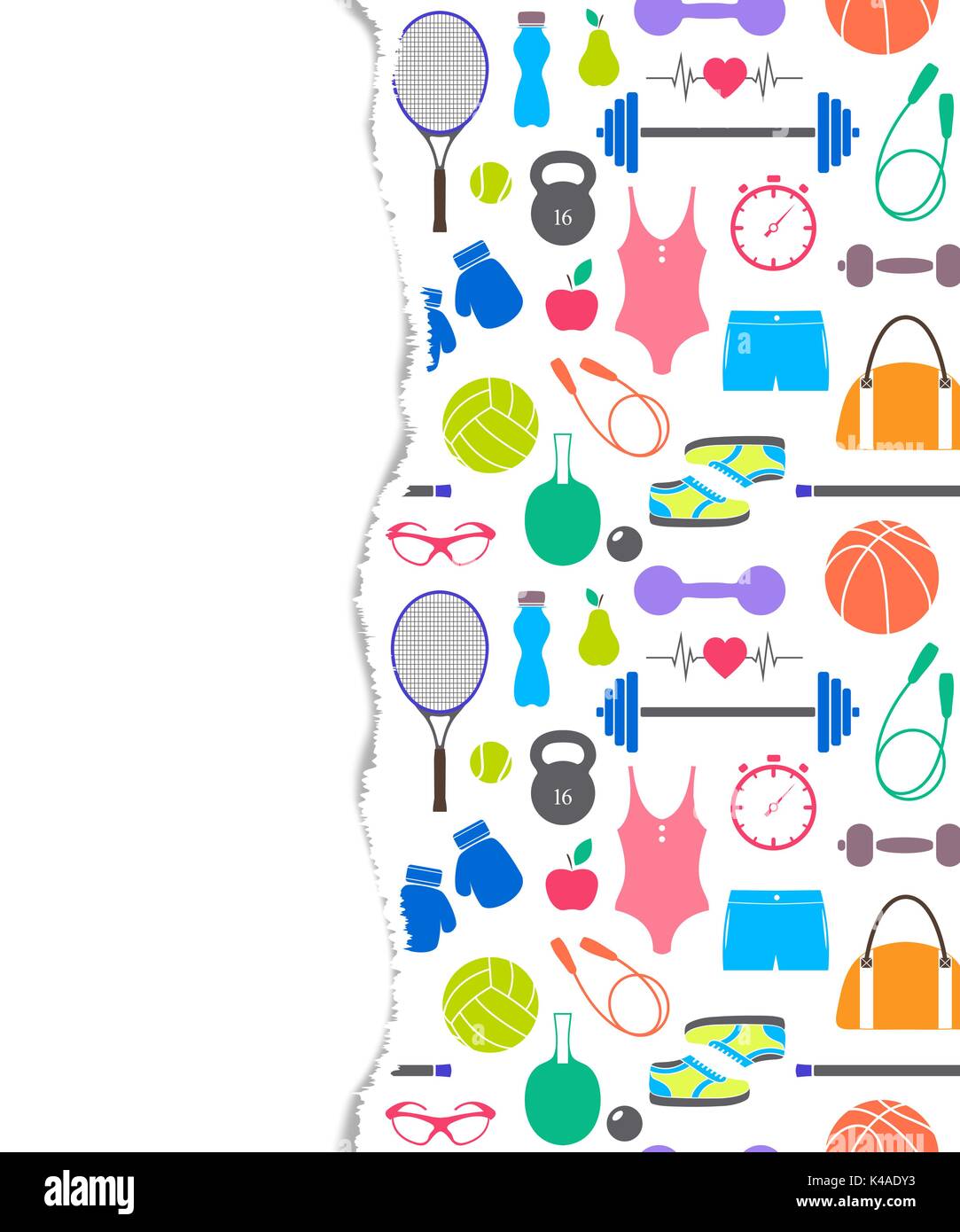 Pattern with fitness equipment Stock Vector