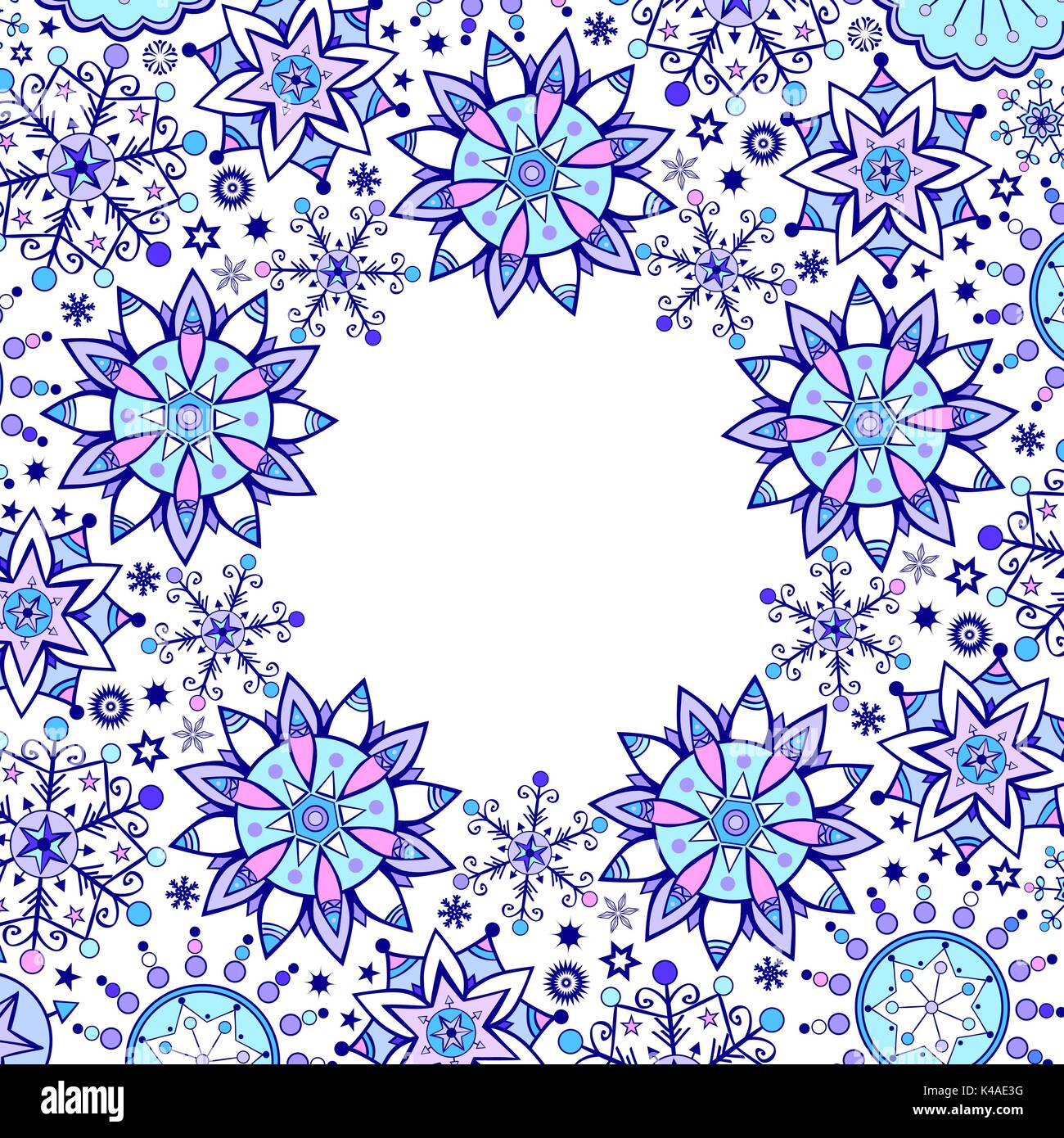 Winter card with blue snowflakes Stock Vector Image & Art - Alamy