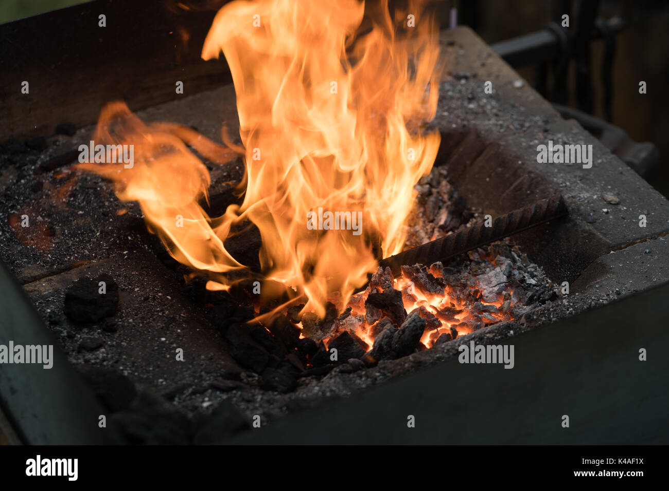 flames in the furnace Stock Photo Alamy