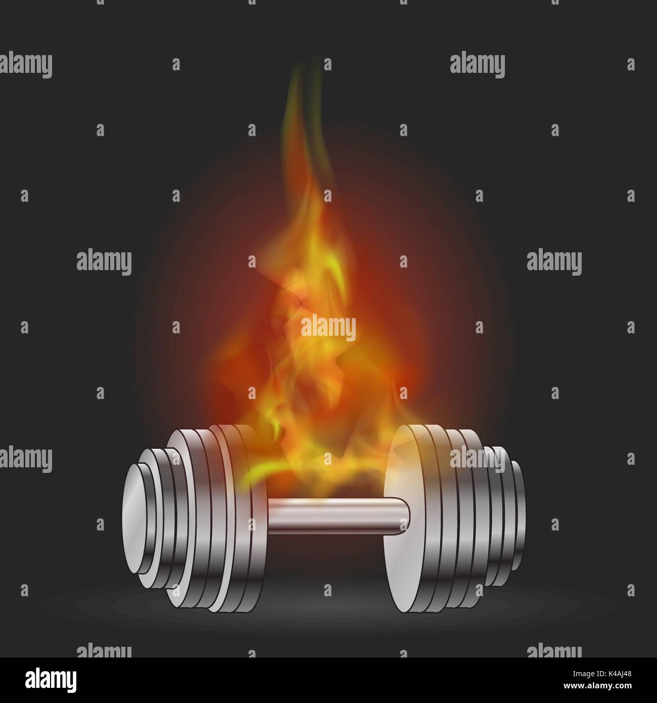 Metallic Dumbell and Fire Flame Stock Vector Image & Art - Alamy