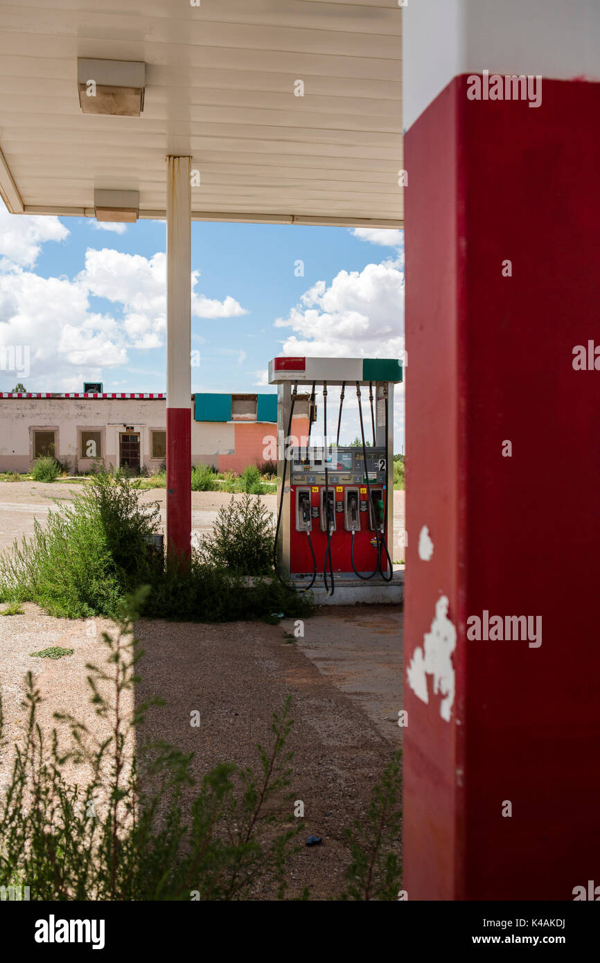 Old closed run down shop and petrol station in Utah, USA. Stock Photo